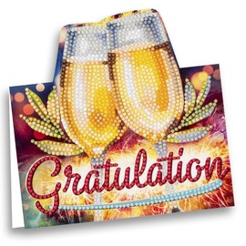 Ideen mit Herz Diamond Painting Stand Card Birthday Recovery Decoration 370 g/m² 16.3 cm x 16 cm Includes Envelope & Tools (Champagne Glasses)