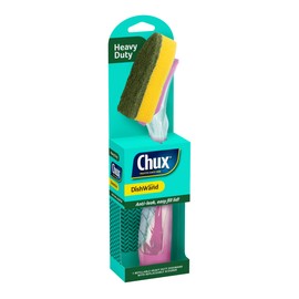 Chux DishWand Heavy Duty Handle, Soap Dispensing Dishwand with Angled Scrubber, 1 Count