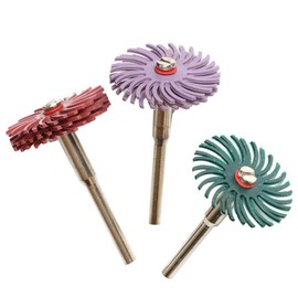 Hsthe Sea 42Pcs Radial Bristle Disc 25mm/1'' Mixed Grit Detail Abrasive Brush Assortment Kit with 3mm Mandrels Gap Polishing Wheel for Cleaning Finishing Deburring Polishing