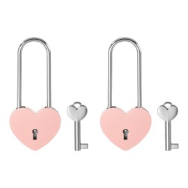 PATIKIL 3.9 Inch Love Locks Heart Padlock with Key Set, 2 Set Single Heart Couple Wishing Lock Love Padlock for Lover Bridge Anniversary Diary Book Card Box, Pink