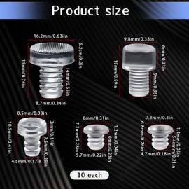 50 Pcs Assorted Glass Top Table Bumpers with Stem, 5 Size Clear Rubber Anti Slip Pads Clear Rubber Grippers Anti Slip Pads for Table Furniture Cabinet9(0.18/0.19/0.22/0.24/0.34 inch)