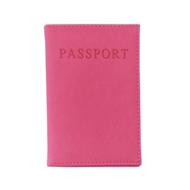 FATASH 2 PCs Passport Holder, PU Leather Cover, Waterproof Travelling Essentials Case for Document, Tickets, Boarding Pass, Business Cards Organizer Wallet for Men & Women - Hot Pink
