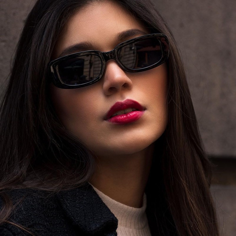 YooThink Rectangle Sunglasses for Women Men Small Narrow Square Frame