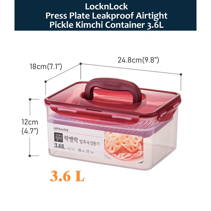 Lock & Lock BPA Free Rectangular Pickle Kimchi Press Ferment