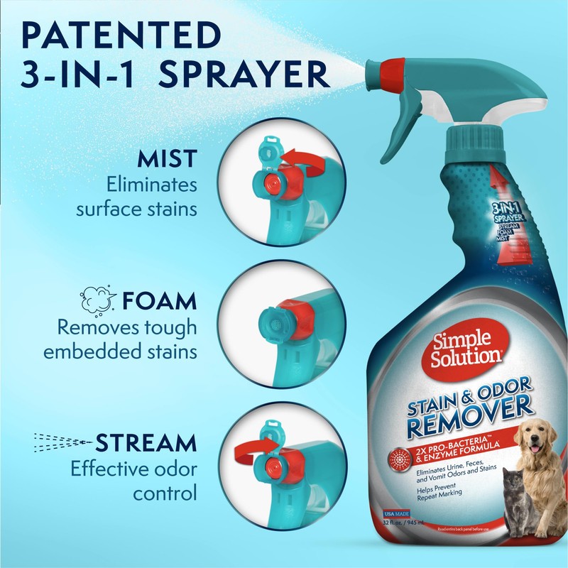 Simple Solution Stain & Odor Eliminator for Pets, Carpet Deodorizer,