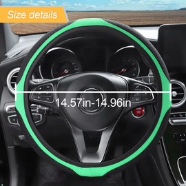 LoyaForba Car Steering Wheel Cover, Universal 14.5-15 Inch, Soft Anti-Slip Neoprene Protector for Steering Wheel, Breathable Odorless and Elastic Stretch, Car Accessory for SUV, Van, Truck (Green)