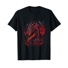 Red Chinese Firedrake Dragon - Dragon Print Art Wear T-Shirt