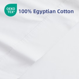 Flat Sheet Only Queen Size, 400 TC 100% Egyptian Cotton Flat Sheet - Wrinkle, Fade, Stain Resistant (White, Queen)