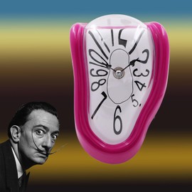 FAREVER Melting Clock, Salvador Dali Watch Melted Clock for Decorative Home Office Shelf Desk Table Funny Creative Gift, Arbic Purple