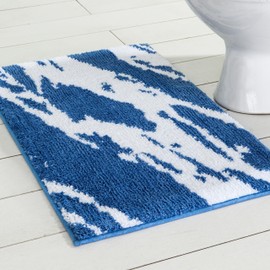 Home Beyond & HB design - Fluffy Bath Rug Mat - Super Soft Absorbent Non-Slip Washable Shaggy Microfiber Mat for Bathroom Kitchen Entryway Pets - 50x76cm, Blue