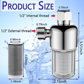 Bathroom Water Heater Shower Filter, ZCXSHKA Reusable Sink Water Filter Stainless Steel Filter Screen Water Filter with Leak-Proof Gasket for Water-Heater Washing Machine Dishwasher Shower Faucet