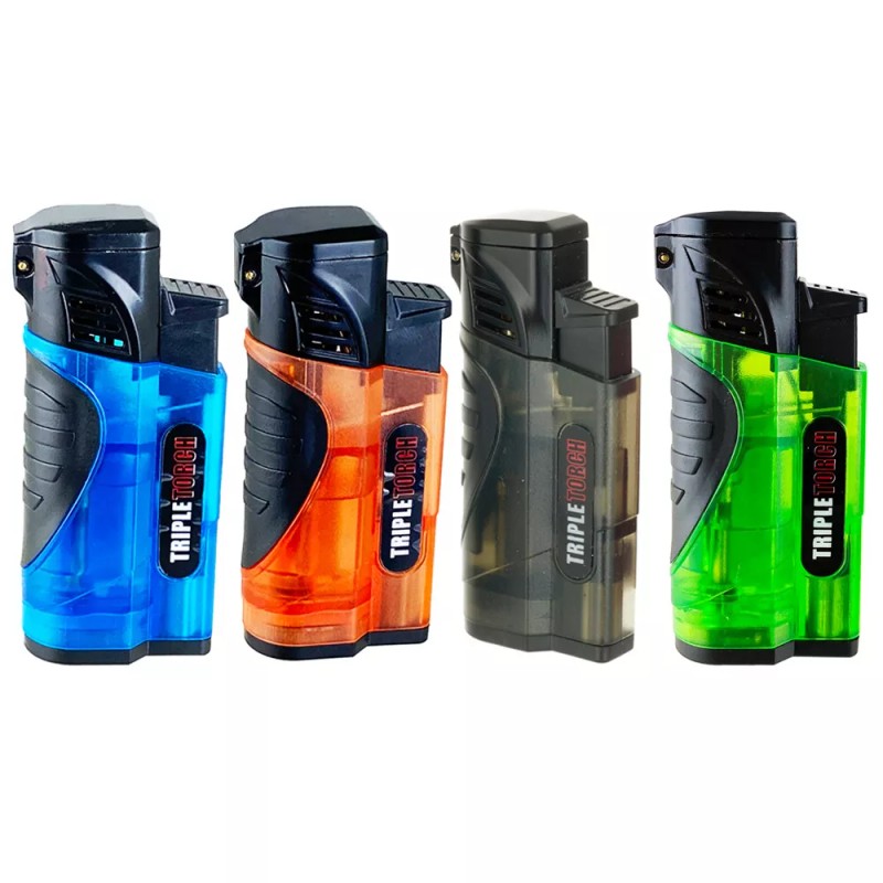Victory Torch 4 PACK Triple Clear Color Torch Lighter Adjustable
