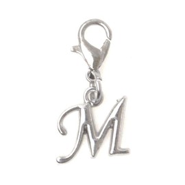 Letter Initial Stainless Steel Clasp Clip on Charm Letter M 73M