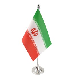 GentleGirl.USA Iran Table Flag, Stick Small Mini Iranian Flag Office Table Flag on Stand with Stand Base, International Festival Decoration,Irans Theme Party Decoration,Home Desk Decoration
