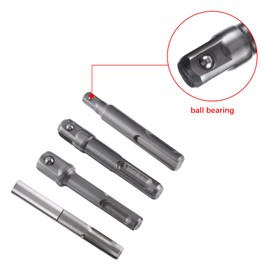 4Pcs SDS Plus Socket Adapter Set, 1/4" Hex Socket Adaptor 1/4" 3/8" 1/2" Square Drill Bit Holder Extension Connector, Power Drill Bit Adapter Fit Most Electric Screwdrivers Drills Chuck