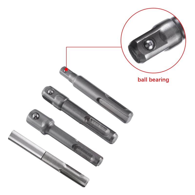 4Pcs SDS Plus Socket Adapter Set, 1/4" Hex Socket Adaptor