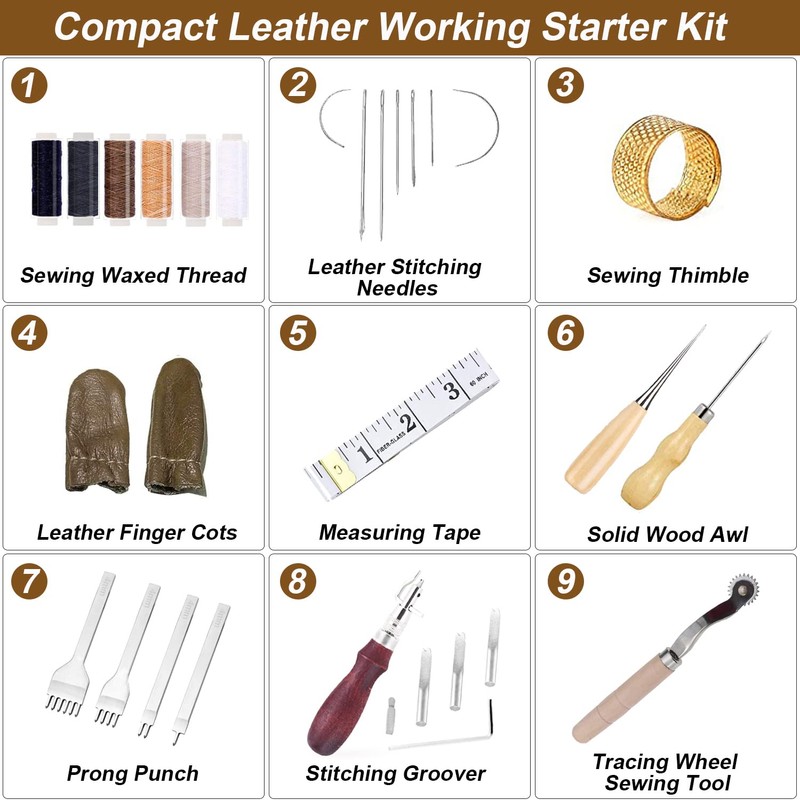 Leather Working Tools Kit, Leather Tool Set with Leather Groover,