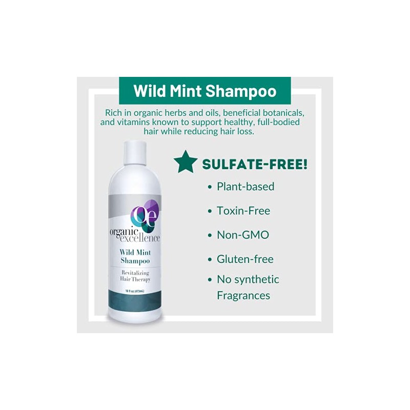 Organic Excellence Mint Shampoo, 16 Ounce