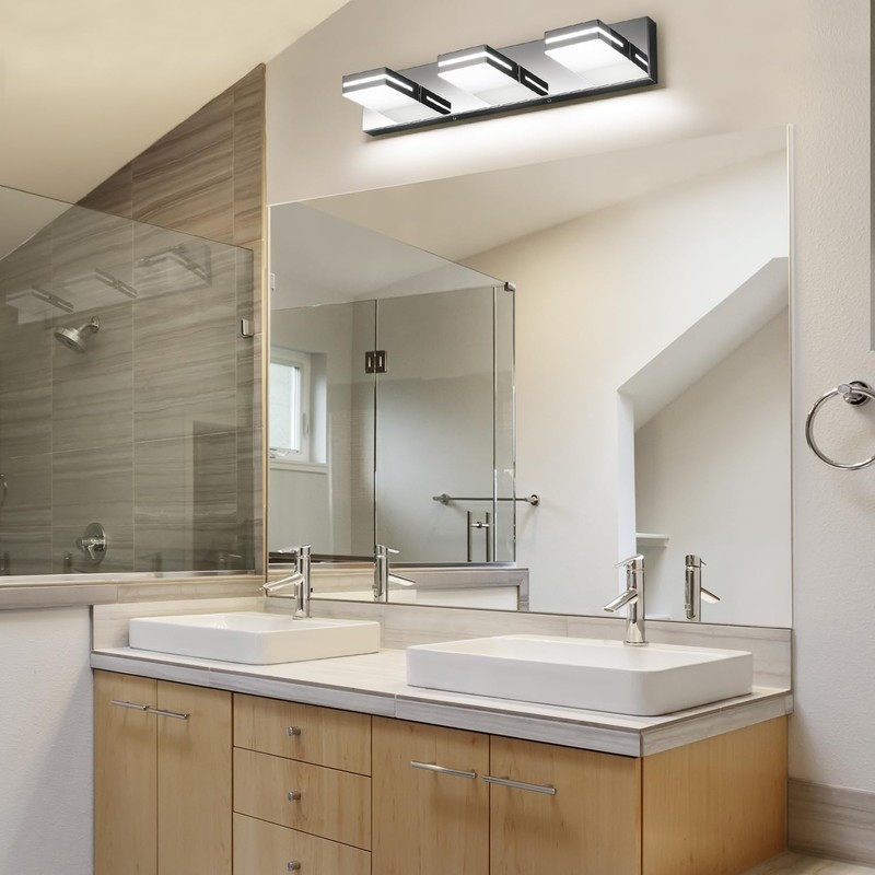 SineRise LED Modern Bathroom Vanity Light Fixtures (3-Light, 24-Inch), Chrome
