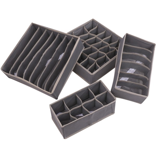 Set of 4 Storage Box for Underwear, Drawer Organiser, Foldable,