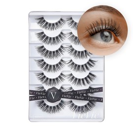 VieVie False Lashes Strip Fake Eyelashes Natural to Dramatic Look Faux Mink Eye Lash Lightweight Wispies 7 Pairs