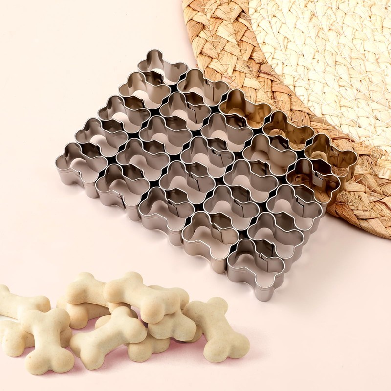 Dog Bone Cookie Cutter,25 Cavity Mini Dog Bone Cookie Cutters