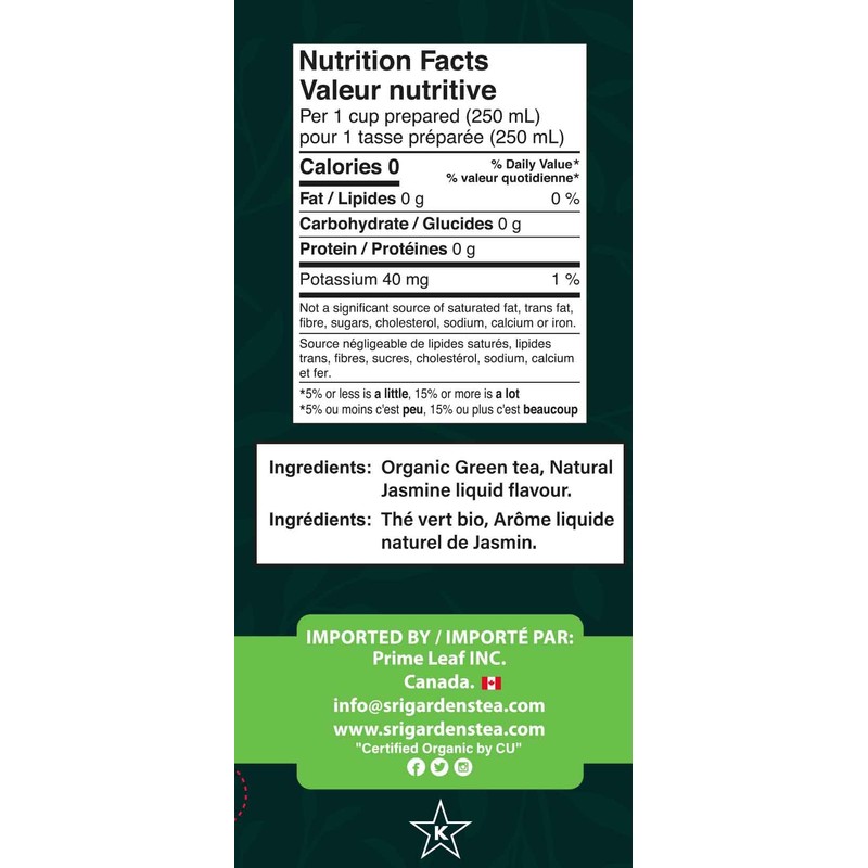 Sri Gardens Tea Jasmine Tea Bags, 20 count