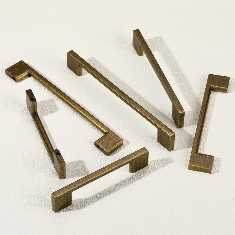 SYZOW 6 Pack Kitchen Cabinet Handles Antique Brass Cabinet Pulls