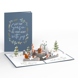 Lovepop Christmas Pop-Up Card for Her and Him - 3D Greeting Cards for Boys, Girls, Men, Women - Holiday Woodland Animals - 5" x 7" Card - Blank Note Card & Envelope Included