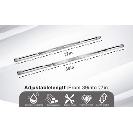 Stainless Steel Undermount Sink Brackets Upgrade Horizontal Sink Support,27"-39" Adjustable Support Pole with 4 Anti-bulging,Heavy Duty Undermount Sink Repair Kit for Kitchen, Bathroom (2 Pack)