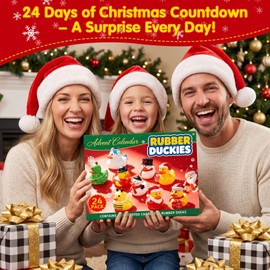 Rubber Duck Advent Calendar 2026 – 24 Days of Surprise Christmas Countdown with 24 Unique Duck Bath Toys, Fun Holiday Party Favors for Toddlers, Kids, Girls & Boys