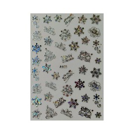 Generic Christmas Nail Sticker Happy New Year Stars Snow Reindeer Tree A050 Laser Silver Nail Wraps Stickers Manicure Supplies for Women Nails Full Long Lasting Easy Apply and Remove