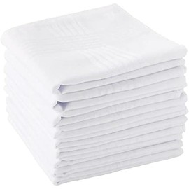 Men's Handkerchiefs  Soft Cotton White Hankie Hankerchieves - Model: 12PC