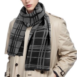 Lamca Mens Scarf - Winter Scarves for Men Warm Soft Long Plaid Tartan Classic Cashmere Feel Scarfs UK