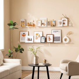 HBlife Acrylic Clear 2 Pack 72 Inch Floating Shelves, Picture Frames Display Rack Set of 2, Narrow Wall Mounted Picture Ledge Shelf for Living Room Bedroom Decor Books Photo Frames