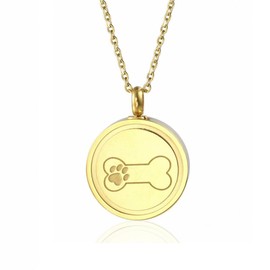 Stainless Steel Dog Pet Paw Urn Pendant Memorial Ash Keepsake Cremation Jewelry Animal Memorial Urn Necklace with 18 Inch Chain Filling Kit (Gold1)