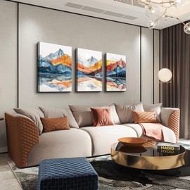 TTHYUEWS Abstract Wall Decor for Bedroom Wall Art for Living Room Office Decoration Bathroom Wall Pictures Ink Mountain Landscapes Wall Painting Artwork Modern Ready To Hang Room Home Decor 3 Piece
