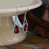 Ruby Gemstone Drop Dangle Earrings Red Teardrop Earrings with Silver