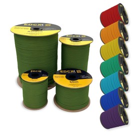 EdcX 4mm Nylon Paracord 550 100m (330 feet) - Type III, 100% Nylon Rope, 7 Strand Rope, 4mm Nylon Rope in Solid Colors (Moss, 100 m)