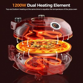 AMZMOON Pizza Oven Indoor Portable 12" Countertop Pizza Maker Machine - Black