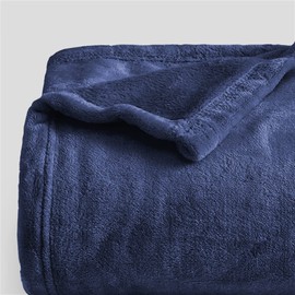 Oxford Homeware Fleece Blanket Sofa Throw Cuddly Reversible Soft Throws for Bed, Couch, Settee, Travel Lightweight and Breathable Blanket fit All Season (Navy, Twin/Double)