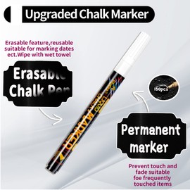 Chalkboard Labels, Joyoldelf 150 Pcs Waterproof Reusable Labels Stickers for Kitchen Organizer with 1 White Chalk Pen, Removable Labels for Jars to Decorate Your Pantry Storage Office