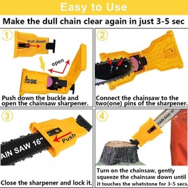 ABXKZ Chainsaw Sharpener, Universal Chain Saw Sharpener Tool for 12-22 Inch Two(One) Holes, Chainsaw Blade Sharpener, Portable Chain Saw Sharpener Tool with 4 Whetstones (Yellow)