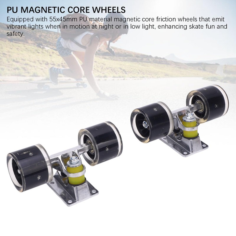 Generic Longboard Skateboard Trucks and Wheels Set, 55 X 45mm