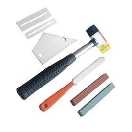 AYUBOUSA Guitar Luthier Tool Kit Double Headed Rubber Hammer,Guitar Fret Crowning Luthier File,Stainless Steel Fret Rocker,Fingerboard Guards Protectors and Grinding Stone for Guitar Bass