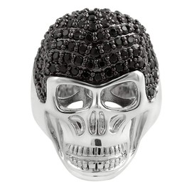 Skull Black Hair CZ Custom Mens Bling Bling Ring (8)