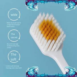 Juego de cepillos de dientes manuales japoneses para adultos (3 juegos por caja), un cepillo de dientes de hilo de cerdas suaves de cabeza ancha adecuado para la gama completa de cuidado de