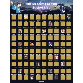 Desunecion 100 Anime Scratch Off Bucket List Poster - Top Animes with Vibrant Illustrations (16.5" x 23.4") - Never Wonder What Show to Watch Next - For Anime Lovers, Christmas, Birthdays and more