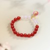 ZHOU LIU FU White Chalcedony Bead Charm Bracelet Red Agate
