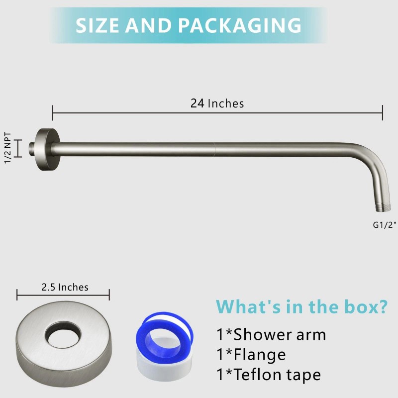 Nuodan Shower Arm with Flange, 24 Inches Wall Mount Replacement